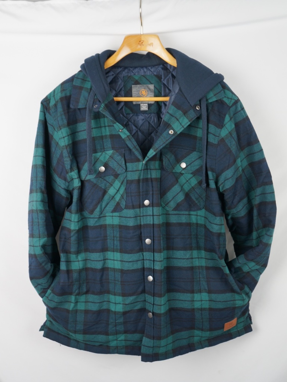 Cloudveil Men's Quilted Flannel Shirt Jacket with Hood, Men's XXL